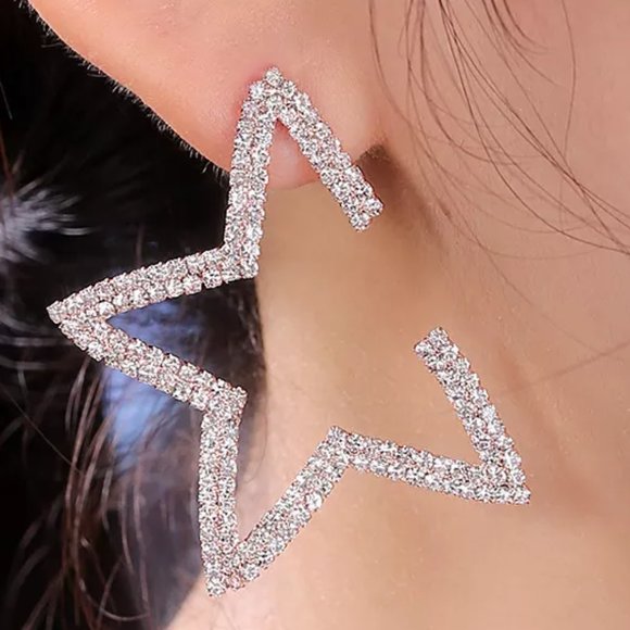 💎14K Gold Plated Fashion Statement Big CZ Earrings, GPMB1482 - Picture 1 of 7